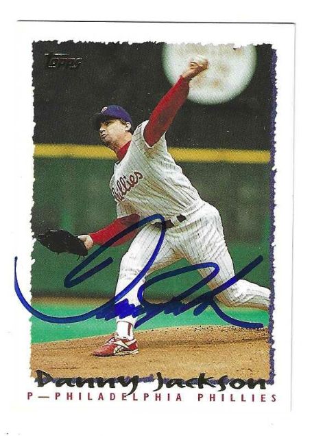 Autographed DANNY JACKSON Philadelphia Phillies 1995 Topps Card