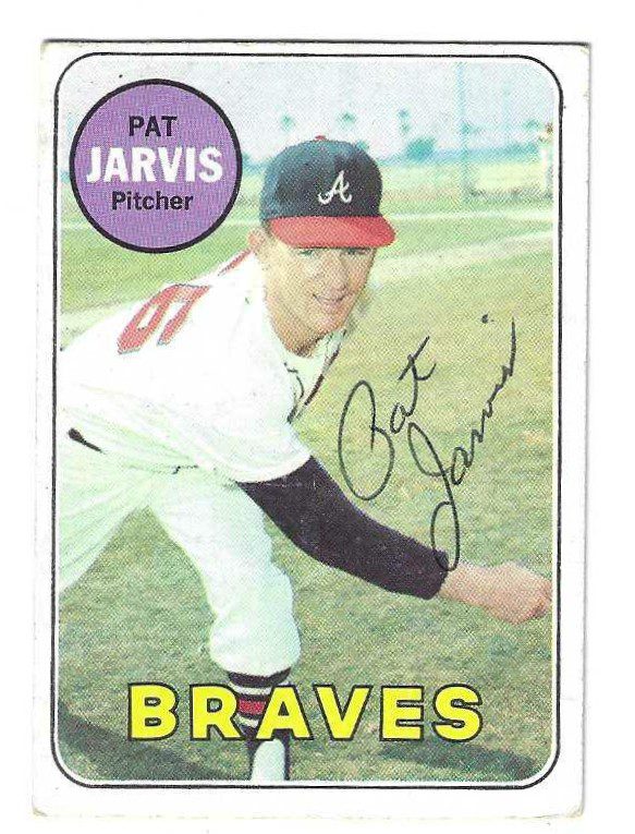 Autographed PAT JARVIS Atlanta Braves 1969 Topps card
