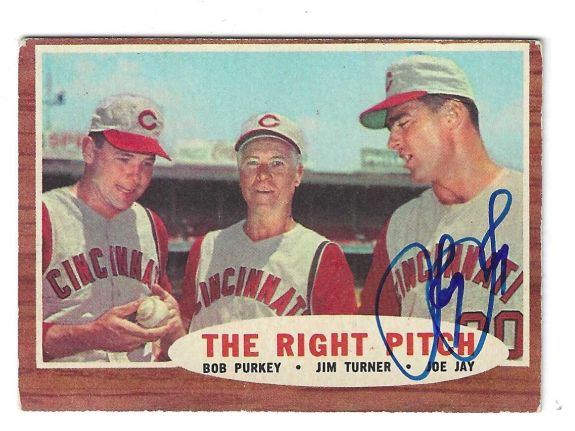Autographed JOEY JAY Cincinnati Reds 1962 Topps Card