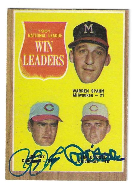 Autographed JOEY JAY & JIM O'TOOLE 1962 Topps Card