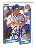 Autographed GREGG JEFFERIES New York Mets 1990 Fleer Card