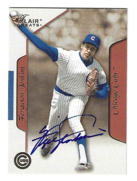 Autographed FERGIE JENKINS Chicago Cubs 2003 Fleer Flair Greats Card