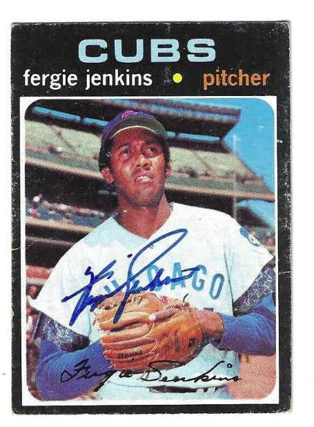 Autographed FERGIE JENKINS Chicago Cubs 1971 Topps Card