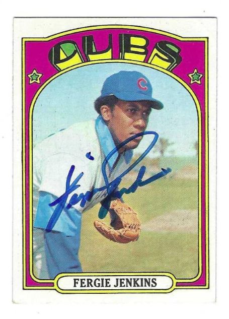 Autographed FERGIE JENKINS Chicago Cubs 1972 Topps Card