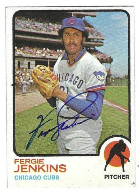 Autographed FERGIE JENKINS Chicago Cubs 1973 Topps Card