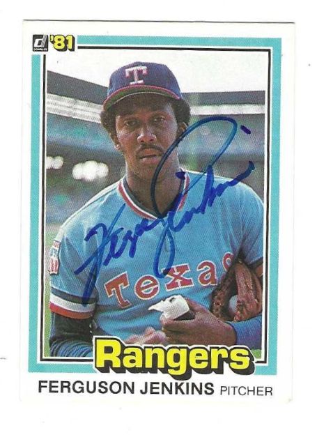 Autographed FERGIE JENKINS Texas Rangers 1981 Donruss Card