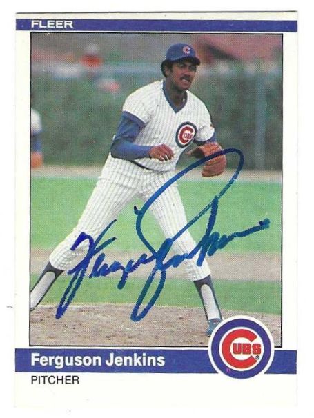 Autographed FERGIE JENKINS Chicago Cubs 1984 Fleer Card