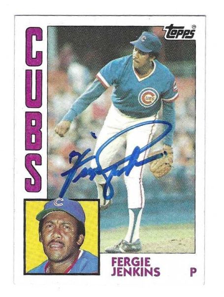 Autographed FERGIE JENKINS Chicago Cubs 1984 Topps Card