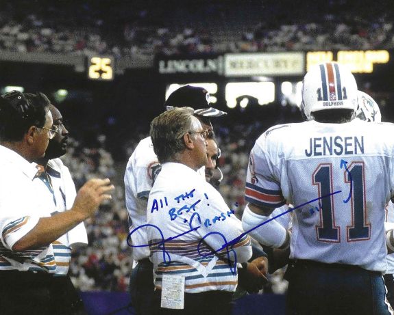 Autographed JIM JENSEN 8X10 Miami Dolphins photo