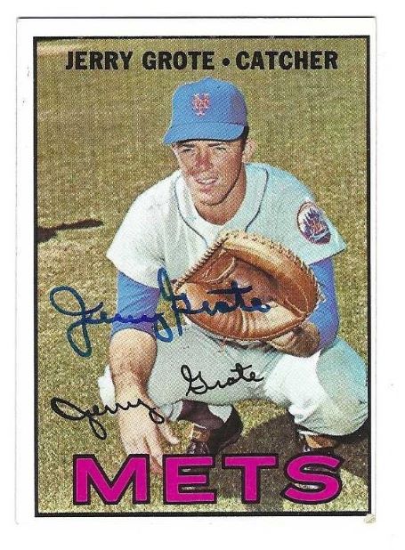 Autographed Jerry Grote 1967 Topps Autographed New York Mets Card #413