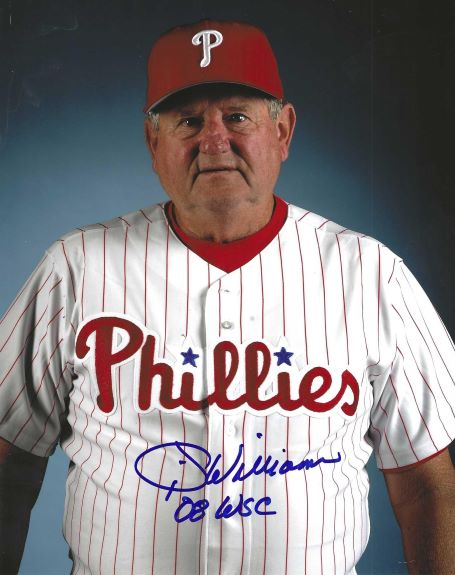 AUTOGRAPHED JIMY WILLIAMS "08 WSC" 8X10  Philadelphia Phillies Photo