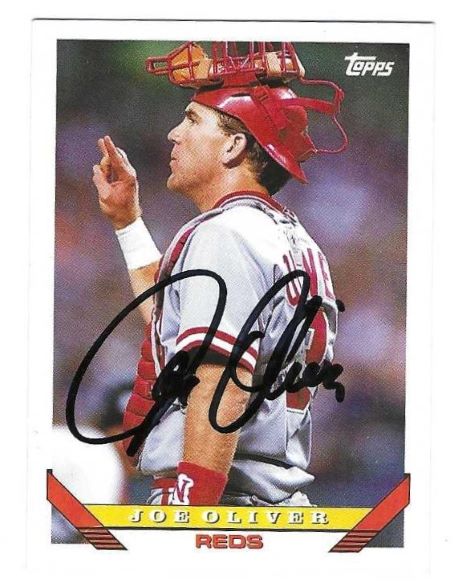 Autographed JOE OLIVER Cincinnati Reds 1993 Topps Card