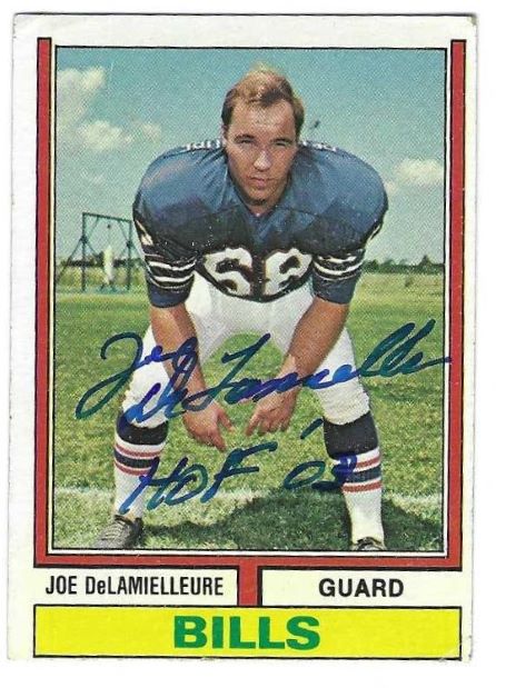 Autographed Joe DeLamielleure Buffalo Bills 1974 Topps Card