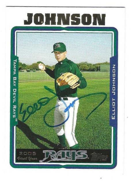 Autographed ELLIOT JOHNSON Tampa Bay Devil Rays 2005 Topps Card