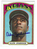 Autographed ALEX JOHNSON Cleveland Indians 1972 Topps Card