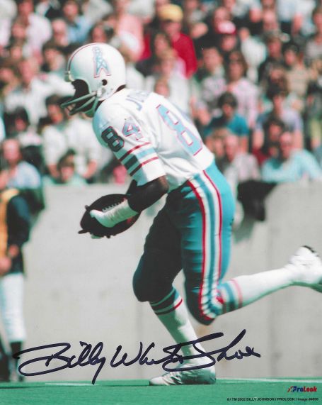 Autographed BILLY WHITE SHOES JOHNSON 8X10 Houston Oilers photo