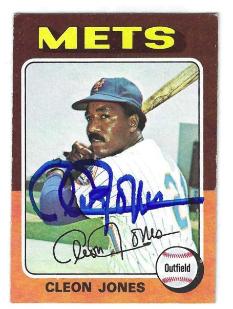 Autographed CLEON JONES New York Mets 1975 Topps Card