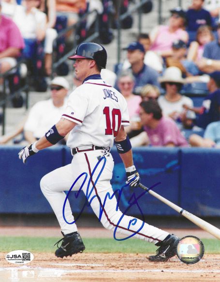 AUTOGRAPHED CHIPPER JONES 8X10 Atlanta Braves photo JSA