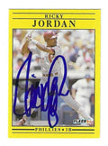 Autographed RICKY JORDAN  Philadelphia Phillies 1991 Fleer Card