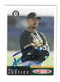 Autographed DAVID JUSTICE Oakland A's 2002 Topps Total Card