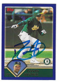 Autographed DAVID JUSTICE Oakland A's 2003 Topps Card