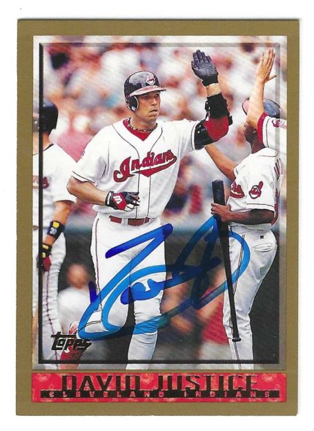 Autographed DAVID JUSTICE Cleveland Indians 1998 Topps Card