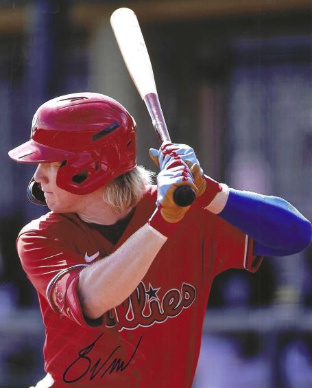 AUTOGRAPHED JORDAN VIARS 8X10 Philadelphia Phillies Photo