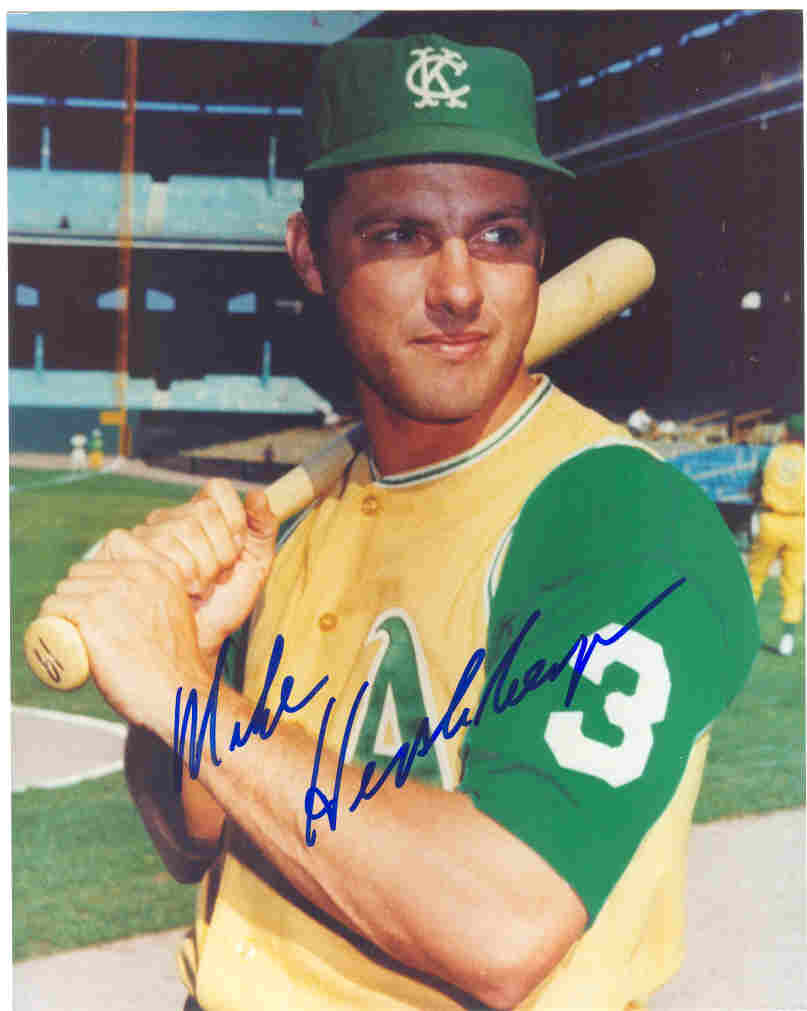 SIGNED photo MIKE HERSHBERGER Kansas City A's