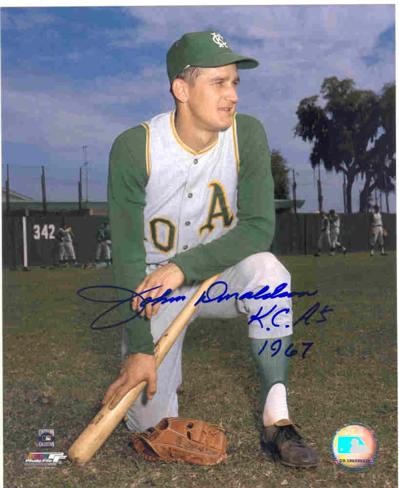 Autographed JOHN DONALDSON 8x10 Kansas City A's Photo