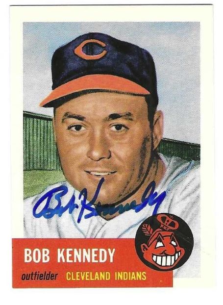 Autographed BOB KENNEDY Cleveland Indians 1953 Topps Archives Card