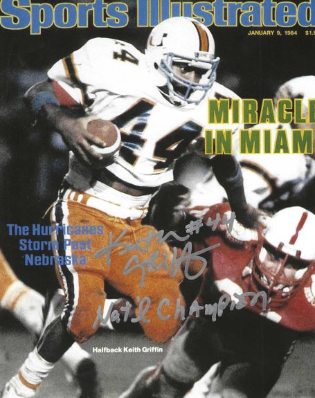 Autographed KEITH GRIFFIN 8x10 Miami Hurricanes Photo