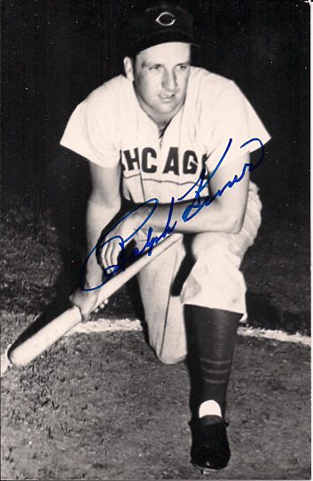 Autographed RALPH KINER Chicago Cubs BxW Rowe Post Card