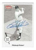 Autographed RALPH KINER Pittsburgh Pirates 2002 Fleer Greats of the Game Card