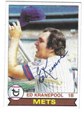 Autographed ED KRANEPOOL New York Mets 1979 Topps Card