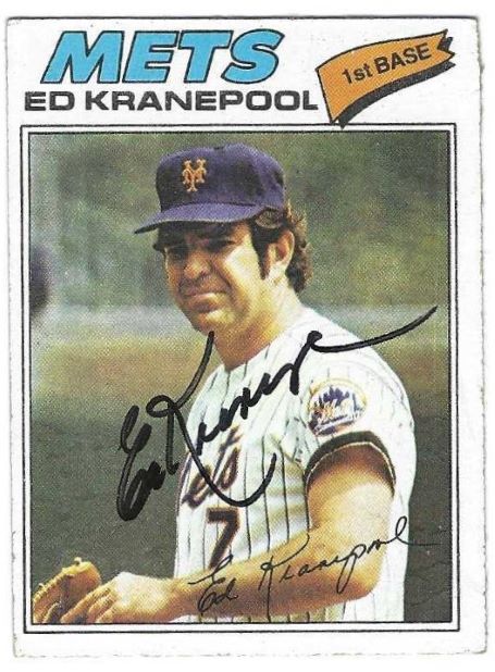 Autographed ED KRANEPOOL New York Mets 1977 Topps Card