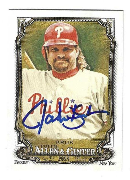 Autographed JOHN KRUK Philadelphia Phillies 2024 Topps Allen & Ginter's Card