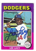 Autographed LEE LACY  Los Angeles Dodgers 1975 Topps Card