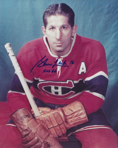 Autographed ELMER LACH "HOF 66" 8x10 Montreal Canadiens Photo