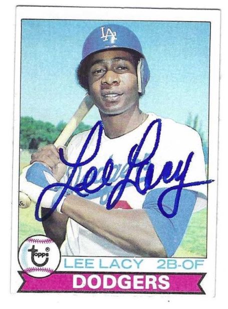 Autographed LEE LACY  Los Angeles Dodgers 1979 Topps Card
