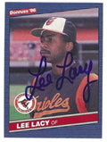 Autographed LEE LACY  Baltimore Orioles 1986 Donruss Card