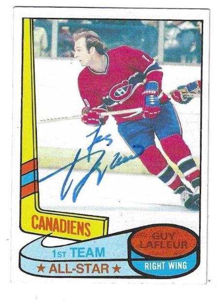 GUY LAFLEUR Montreal Canadiens Autographed 1980-81 Topps Card