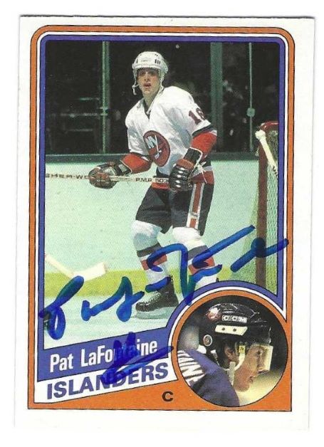 Autographed PAT LAFONTAINE 1984-85 O-Pee-Chee New York Islanders card #392