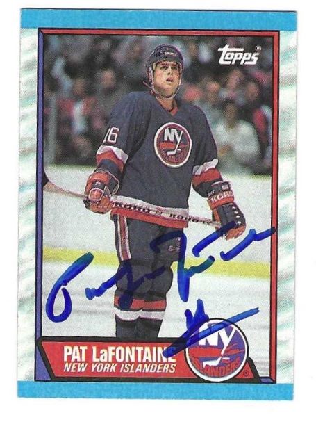 Autographed PAT LAFONTAINE 1989-90 Topps New York Islanders card #60