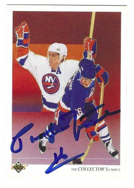 Autographed PAT LAFONTAINE 1990-91 Upper Deck New York Islanders card #306
