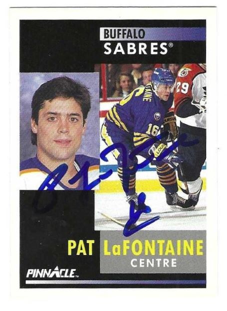 Autographed PAT LAFONTAINE Buffalo Sabres 1991-92 Pinnacle card #25