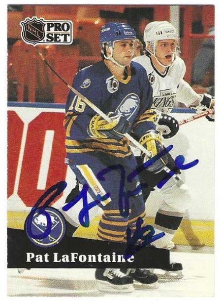 Autographed PAT LAFONTAINE Buffalo Sabres 1991-92 Pro Set card #358