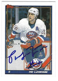 Autographed PAT LAFONTAINE 1991-92 Topps New York Islanders card #80