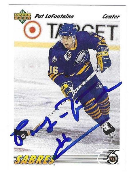 Autographed PAT LAFONTAINE Buffalo Sabres 1991-92 Upper Deck card #556