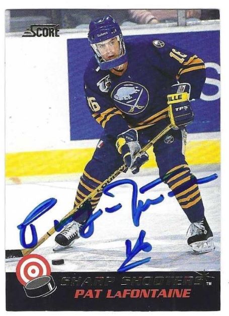 Autographed PAT LAFONTAINE Buffalo Sabres 1992-93 Score Sharp Shooters card #8