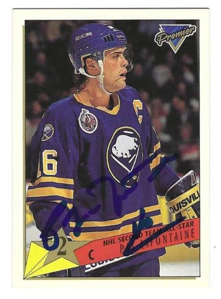 Autographed PAT LAFONTAINE Buffalo Sabres 1993-94 Topps Premier card #171
